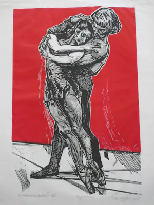 Wim Zwiers - Les Danseurs enlacés - Linogravure kopen? Bied vanaf 55!