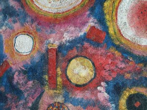 Niet of onleesbaar gesigneerd - Acrylverf en vezels op doek , “Cirkels en Blokken” kopen? Bied vanaf 1!