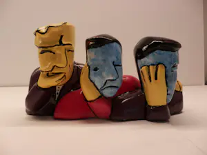 Herman Brood - Sculptuur van kunsthars HOREN ZIEN en ZWIJGEN 23 cm BREED! kopen? Bied vanaf 100!