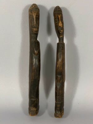 Dogon - 190822 - Very Old Tribal used African couple EWE statues - Togo kopen? Bied vanaf 35!