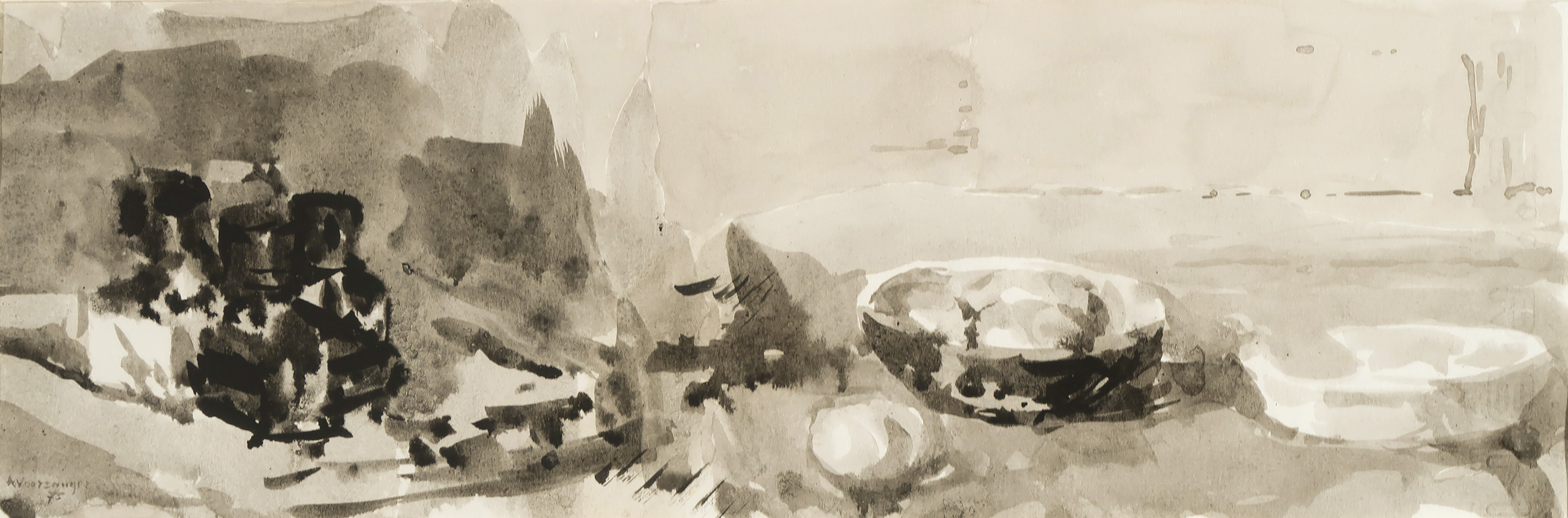Anton Voorzanger - Aquarel, Zonder titel  verkocht voor € 35!