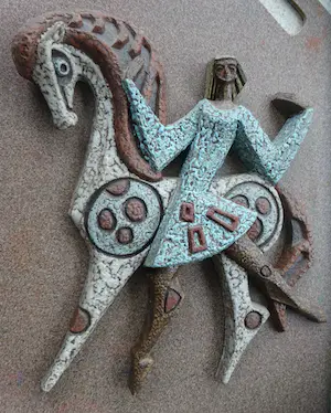 Joop Puntman - Unieke zeldzame wandplaquette - sculptuur van dansende figuur met paard kopen? Bied vanaf 250!