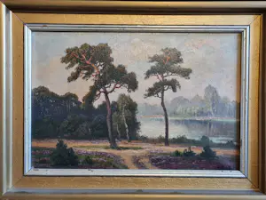 Willy Becker-Kassel - Bäume am See / Heidelandschaft, signiert & gerahmt kopen? Bied vanaf 120!