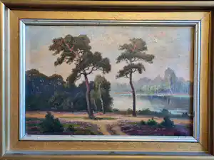 Willy Becker-Kassel - Bäume am See / Heidelandschaft, signiert & gerahmt kopen? Bied vanaf 120!