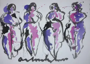 Anton Heyboer - Zeer grote inkttekening, Vier vrouwen kopen? Bied vanaf 350!