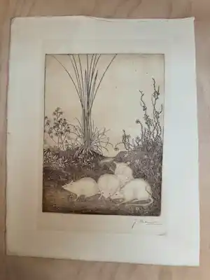 Jan Mankes - Vier muizen in het gras verkocht voor € 700!