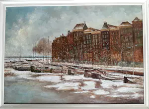 Niet of onleesbaar gesigneerd - Een winter in Amsterdam - Bert van den Broek (1921-2007) kopen? Bied vanaf 1!