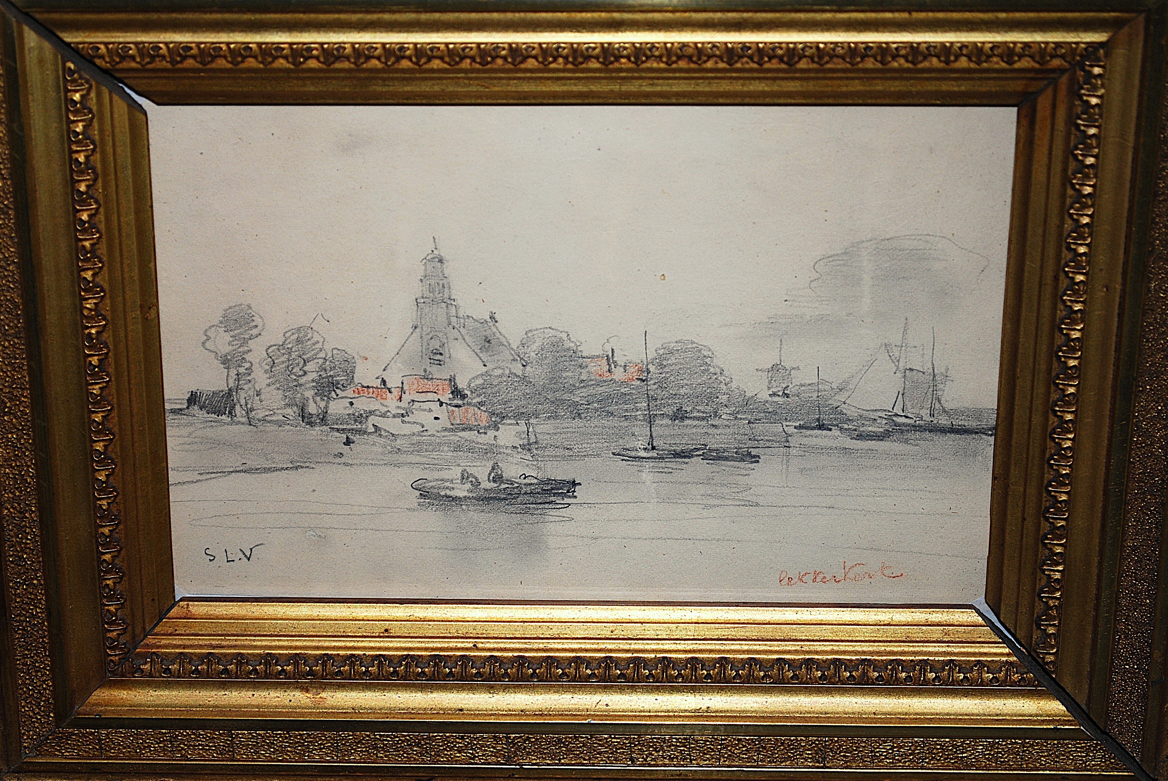 Salomon Leonardus Verveer - Gezicht op Lekkerkerk - tekening, rond 1850 kopen? Bied vanaf 125!