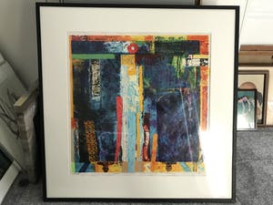 Jos Verwiel - Zeefdruk Nr. 74 - Blue Tombe - Ingelijst kopen? Bied vanaf 110!