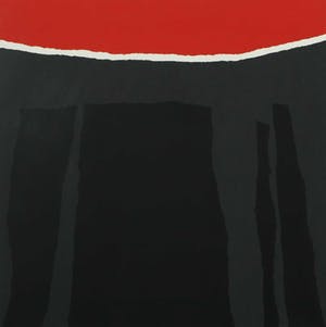 Gijs Keizer - Zeefdruk, Z.T. Abstracte voorstelling in rood en zwart - Ingelijst kopen? Bied vanaf 20!