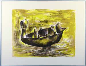 Otto Egberts - Litho, Reis - Ingelijst verkocht voor € 60!