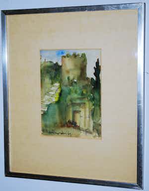 Theo Swagemakers - Taormina Sicilië - aquarel 1969 - met opdracht - incl. catalogus 2003 verkocht voor € 80!