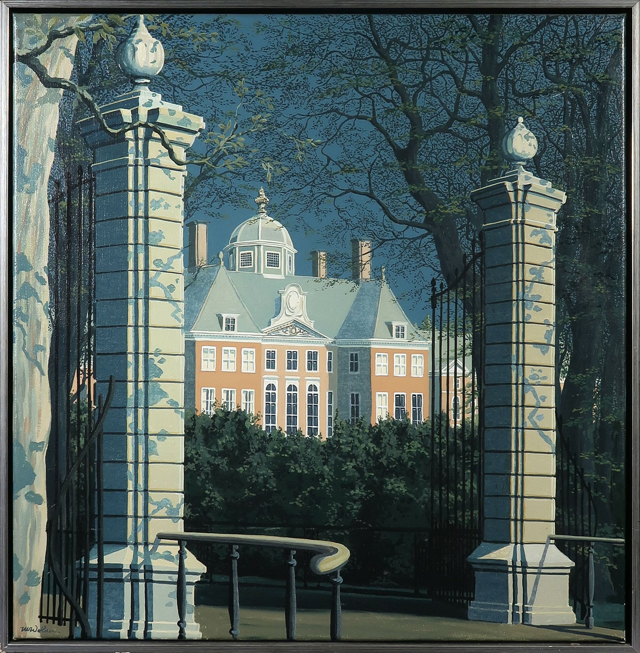 Joop Polder - Olieverf op doek, Paleis Huis ten Bosch - Ingelijst verkocht voor € 2100!