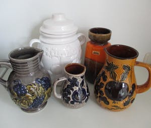 Scheurich Keramik - set van 5 vintage West Germany vazen (waaronder 1 Rumtopf) kopen? Bied vanaf 30!