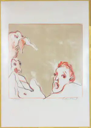 Constant - Kleurenlitho, Le Cauchemar - Ingelijst verkocht voor € 250!