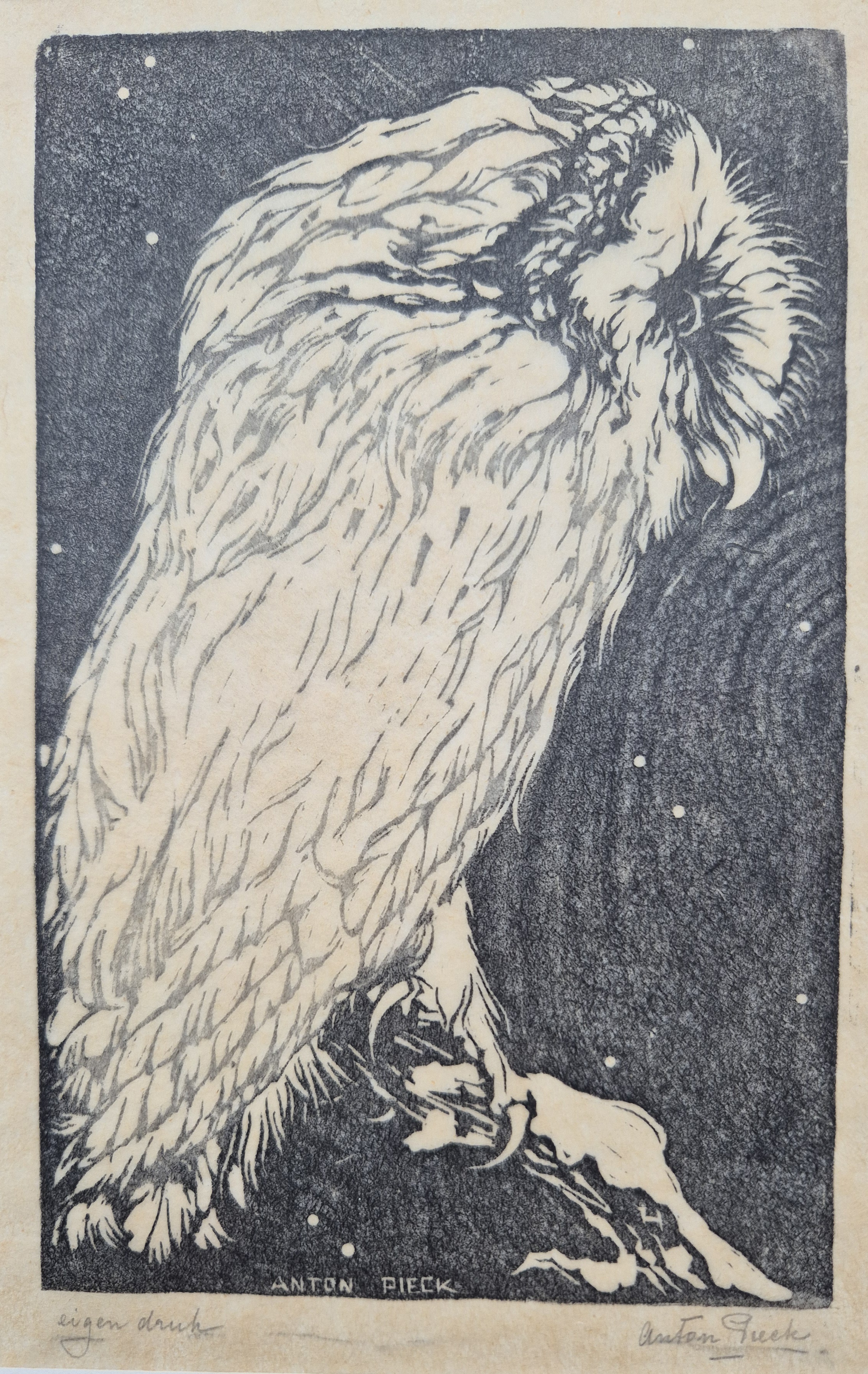 Anton Pieck - Uil - handgesigneerde houtsnede kopen? Bied vanaf 395!