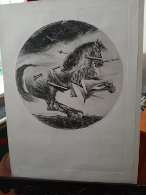 Willem Snitker - Ets, blinddruk, titel, Sint Sebastiaanpaard kopen? Bied vanaf 30!