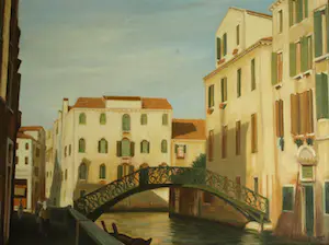 Niet of onleesbaar gesigneerd - Ingelijst, olieverf op doek , Stadsgezicht Italië (?) kopen? Bied vanaf 1!