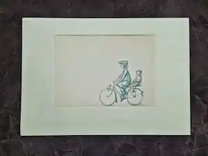 Har Sanders - een figuratieve aquarel van har Sanders zie je niet zo vaak - "op de fiets" verkocht voor € 58!