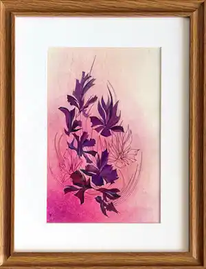 Eugène Eechaut - Abstrakte Komposition eines Blumenstraußes in Gouache 1970 / Galerie Pfeiffer Brüssel verkocht voor € 70!