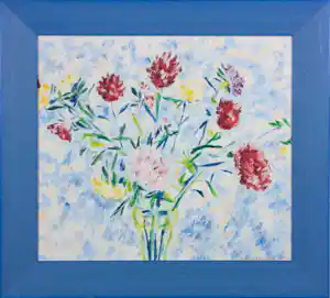 Hubert van Hille - Olieverf op doek, Bloemstilleven - Ingelijst verkocht voor € 100!
