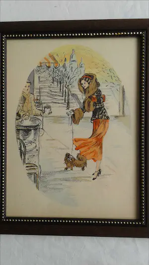 Niet of onleesbaar gesigneerd - Mondaine vrouw met hondje kopen? Bied vanaf 1!