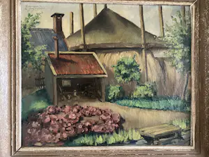 Edmond Wingen - Boerderij, hooiberg, boenhok met stoepje, hortensia kopen? Bied vanaf 250!