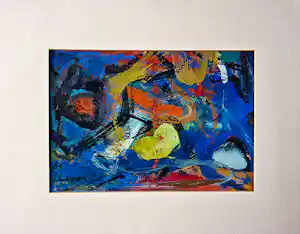Jules Chapon - in 1963 expressionistisch geschilderde Gouache abstract landschap - gesigneerd verkocht voor € 384!