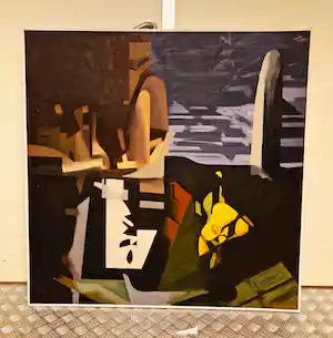 Calin Beloescu - GROOT surrealistisch olieverf "dupa amiazi in Balcani / middag in de Balkan" verkocht voor € 270!