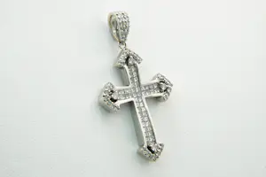 25 -18Krt wit-goud & ca.1.50ct princess en briljanten diamanten kruis hanger kopen? Bied vanaf 850!