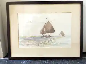Willem Jans Dijk - WestFries Medemblik -zeilende skutsjes voor de wind verkocht voor € 201!