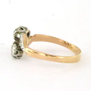 ART NOUVEAU 18k gouden ring met old mine cut en roos geslepen diamanten kopen? Bied vanaf 635!