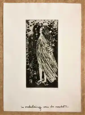 Ans Wortel - Ets: 'n Omhelzing Van De Nacht ... 1975 verkocht voor € 50!