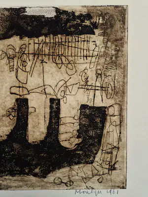 Jan Montyn - Grote monochrome - eigen druk - 1961 Ets "God verbannen" kleine oplage (4/7) kopen? Bied vanaf 110!