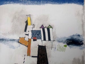 Bruno Haas - abstracte zeefdruk op geschept papier kopen? Bied vanaf 35!
