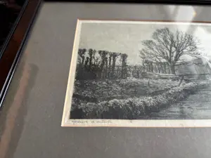 Dirk Harting - Polderlandschap bij sloot en volkstuintjes (?) kopen? Bied vanaf 45!