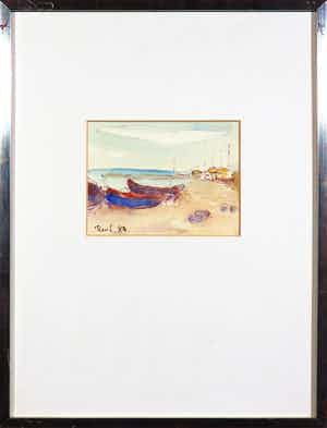 Theo Swagemakers - Aquarel, Strandgezicht verkocht voor € 70!