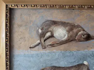 Dirk Arnoldus Tavenraat - Twee dode hazen. Bijna surrealistisch.. kopen? Bied vanaf 325!