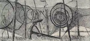 Jos van den Berg - Ets: Palingfuiken - 1964 kopen? Bied vanaf 39!