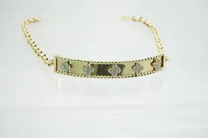 27-  18 karaats gouden plaat-armband -   5 sterren met zirkonia kopen? Bied vanaf 195!