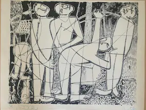 Marcel Notebaert - 8 zwart-wit tekeningen van figuren en taferelen. kopen? Bied vanaf 280!