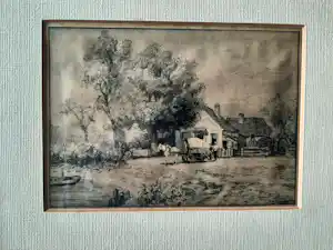 Piet Schipperus - Ets, Boerderij met paart en wagen. kopen? Bied vanaf 25!