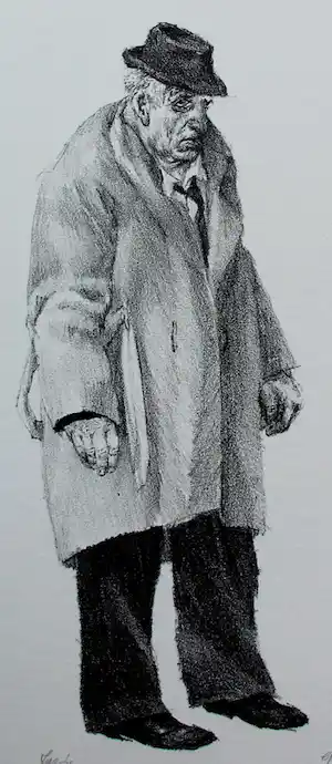 Peter Vos - litho: oude man verkocht voor € 150!