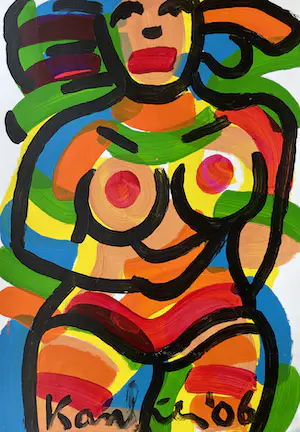 Jacob Kanbier - Acryl op papier: zonder titel - 2006 kopen? Bied vanaf 50!