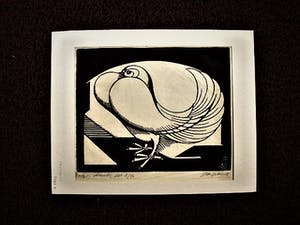 Jan Schonk - Mooie eigen druk (50 ex) Art Deco Houtsnede "Pauwestaart" potloodgesigneerd kopen? Bied vanaf 40!