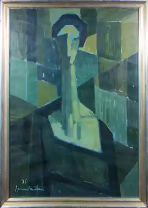 Janus Nuiten - Olieverf op papier, Zonder titel - Ingelijst verkocht voor € 430!