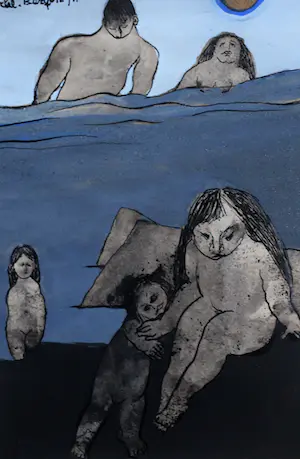 Ans Wortel - Gouache op papier: figuren - 1971 kopen? Bied vanaf 225!