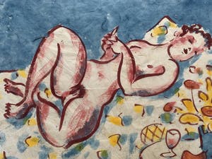 Eddy Varekamp - aquarel op Japans papier | 'Model 8' | 1986 kopen? Bied vanaf 80!