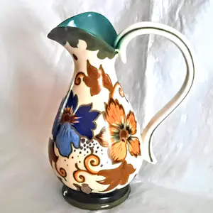 Plateelbakkerij Zuid-Holland - Keramikkrug Keramikvase Art Deco Modell 4812 Dekor "Godelin" 50er Jahre kopen? Bied vanaf 60!