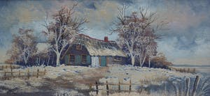 Niet of onleesbaar gesigneerd - Hollands winterlandschapje - Olieverf op paneel kopen? Bied vanaf 10!